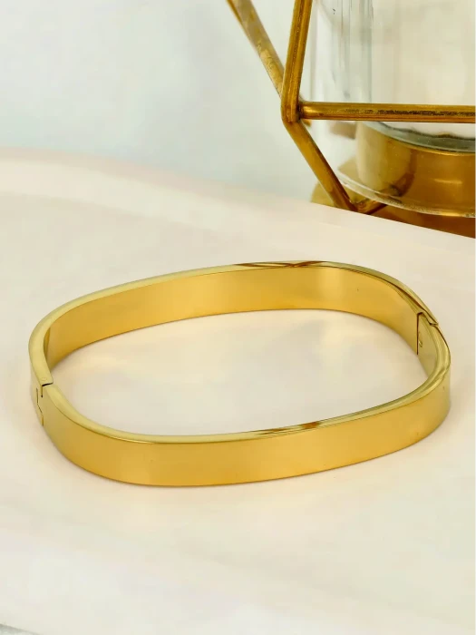 Pozłacana bransoletka sztywna typu bangle ze stali szlachetnej
