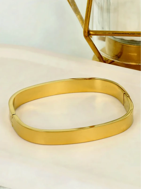 Pozłacana bransoletka sztywna typu bangle ze stali szlachetnej