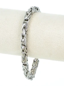 Stalowa bransoletka o splocie królewskim (bizantyjskim)