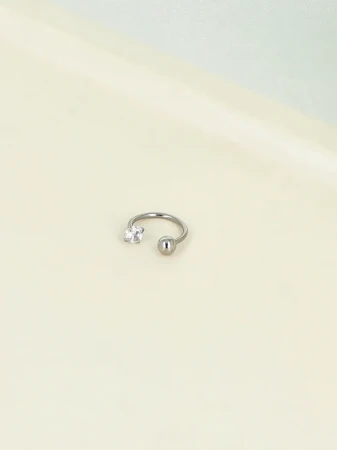 Kolczyk podkowa do piercingu z cyrkonią ze stali chirurgicznej