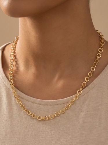 Przejdź do produktu Miedziany naszyjnik w kolorze złocistym o okrągłym splocie ogniwkowym