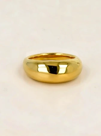 Szeroki pierścionek ze stali w kolorze złotym