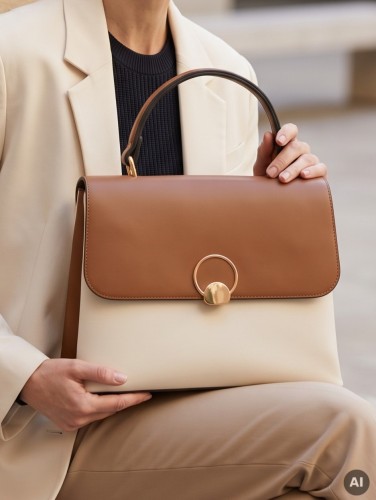 Przejdź do produktu Elegancka dwukolorowa torba z ekoskóry z ozdobnym zapięciem